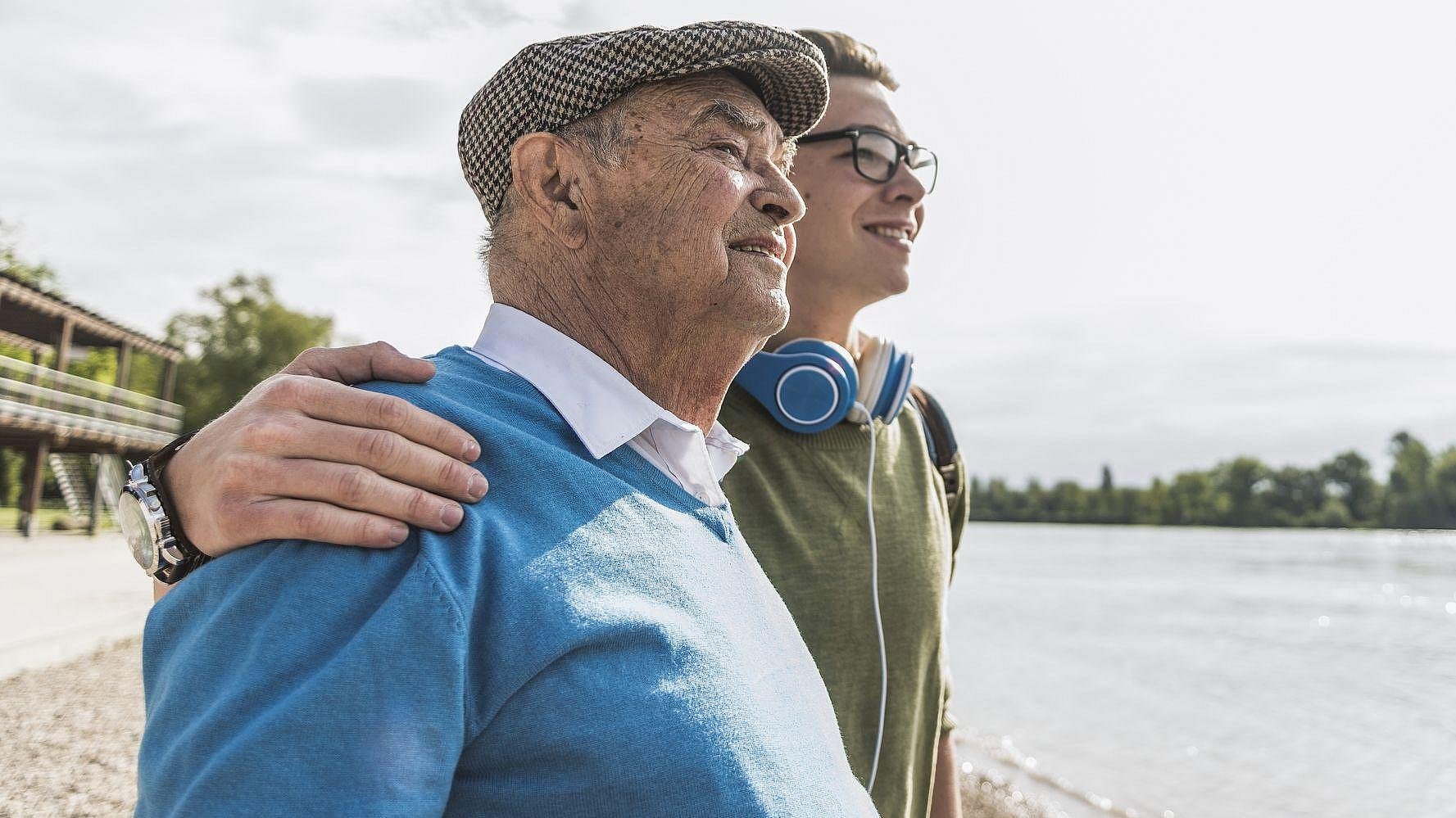 Patient with grandchild at lake