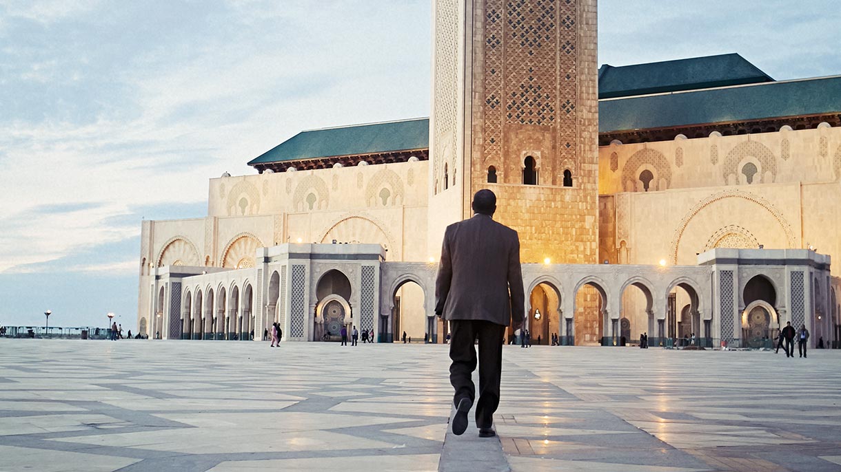 Redouane Belhaimeur a visitar a mesquita Hassan II